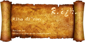 Riha Áron névjegykártya